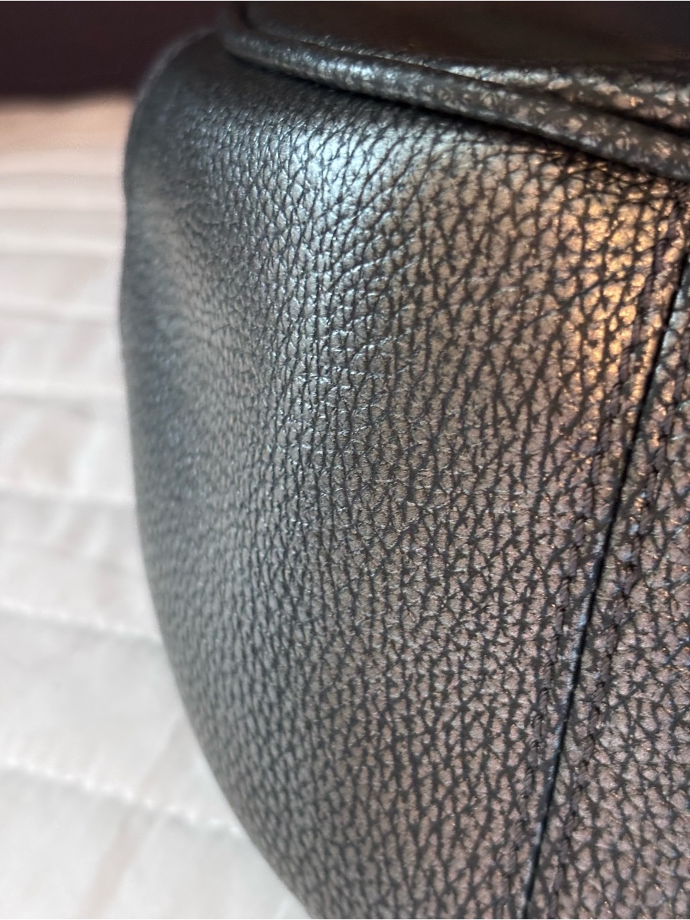 Coach Gunmetal Pebbled Leather Shoulder Bag with Silver Hardware - Picture 6 of 7